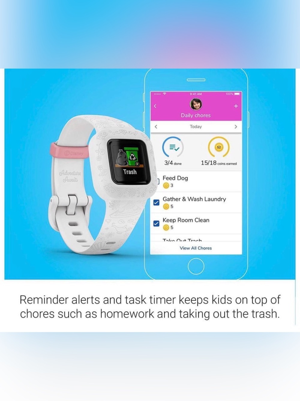 Garmin Disney Vivofit Jr 3 Kids Fitness Tracker GPS Activity Watch